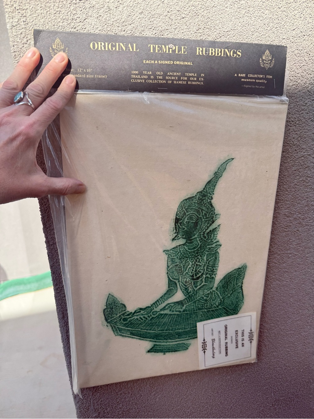 Vintage Original Thai Temple Rubbing Siamese Wat Po Art Signed Sealed New